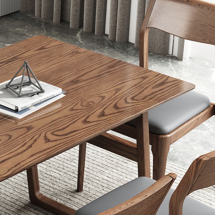 Rectangle Ash Wood Table in Walnut Contemporary Wooden Dining Table with Double Pedestal Clearhalo ' dining_table' 'Dining Tables & Seating' 'Dining Tables' 'furn' 'furn_dining_table' 'Furniture' 'furniture_dining_table' 'Kitchen & Dining Furniture' 'kitchen&dining_furn' 'kitchen' 'kitchen_dining_table' 1200x1200_800dc362-e2f4-4303-a105-2982df98f5af