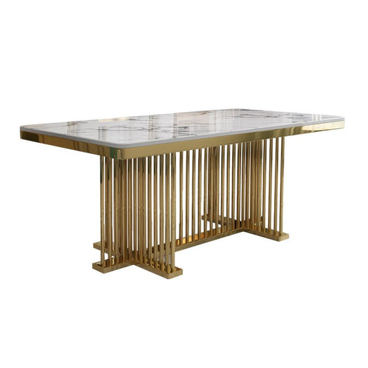 Metal Mesa Rectangular de Luxury Table de piedra interior con base de pedestal