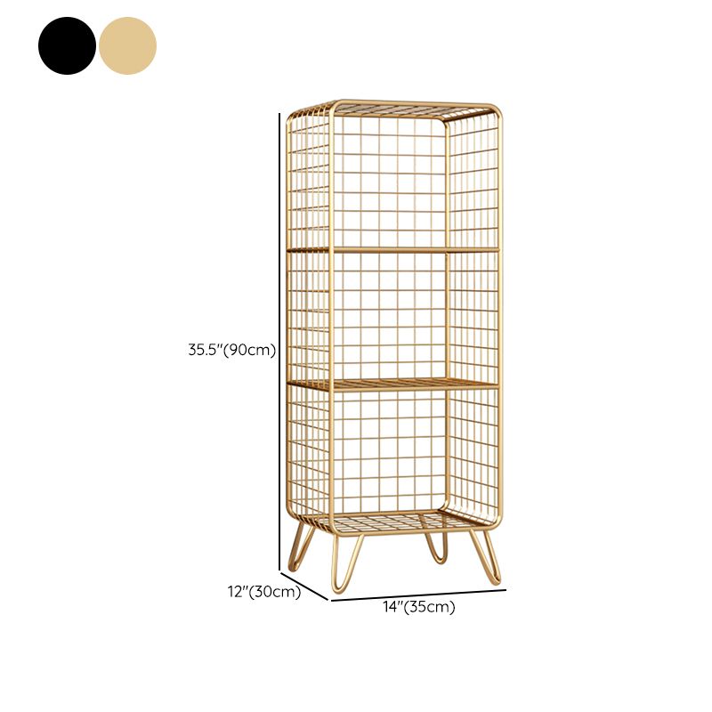 11.81" W Glam Antique Finish Shelf Bookcase Metal Book Shelf with Rectangular Shelves Clearhalo 'Bookcases' 'furn' 'furn_bookcases' 'Furniture' 'Office Furniture' 1200x1200_800e53f7-0a9f-4439-add5-c70288847263