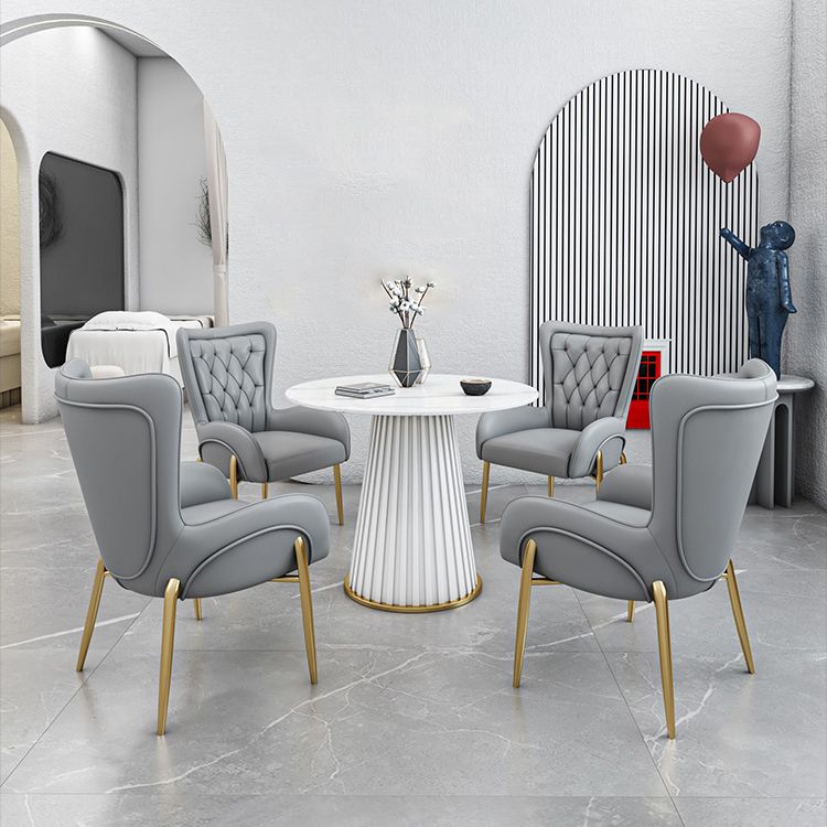 Glam Sintered Stone Dining Table Round Dinner Room Kitchen Table with Pedestal Base Clearhalo 'Dining Tables & Seating' 'Dining Tables' 'dining_table' 'furn' 'furn_dining_table' 'Furniture' 'furniture_dining_table' 'Kitchen & Dining Furniture' 'kitchen' 'kitchen_dining_table' 1200x1200_800f1f2d-e9c3-4e4a-ade7-c5a7ef88a4e2