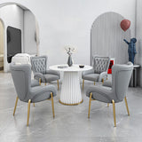 Glam Sintered Stone Dining Table Round Dinner Room Kitchen Table with Pedestal Base Clearhalo 'Dining Tables & Seating' 'Dining Tables' 'dining_table' 'furn' 'furn_dining_table' 'Furniture' 'furniture_dining_table' 'Kitchen & Dining Furniture' 'kitchen' 'kitchen_dining_table' 1200x1200_800f1f2d-e9c3-4e4a-ade7-c5a7ef88a4e2