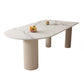 Free Form Stone Top Dining Table Solid Wood Base Dining Table for Kitchen