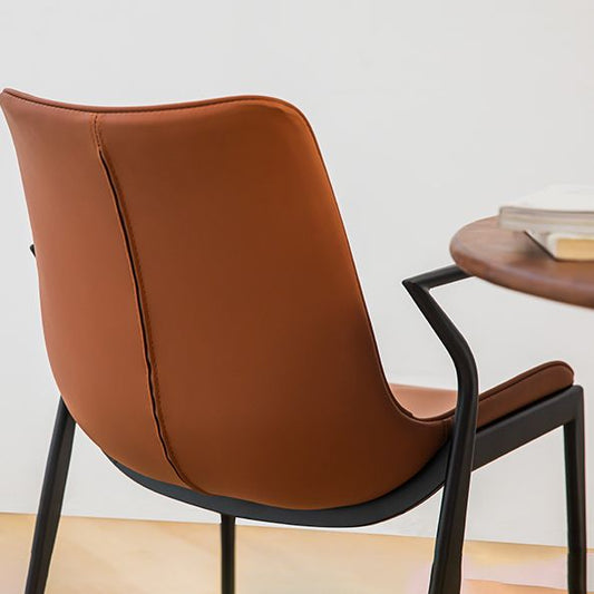 Industrial Style Arm Chair Faux Leather Dining Arm Chair for Living Room