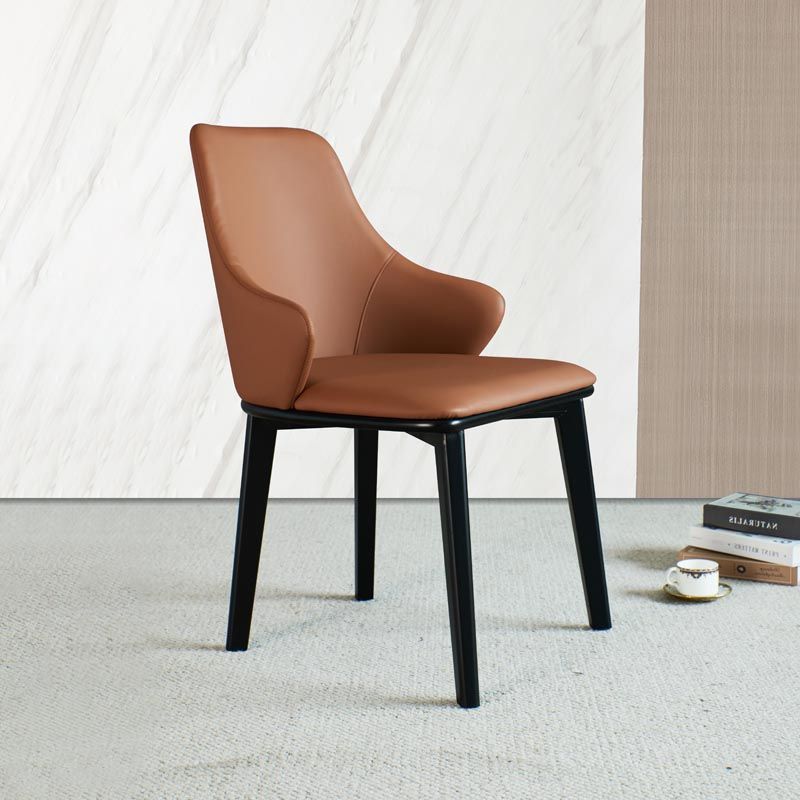 Lederen eetgelegenheid stoel moderne binnenstoel met massieve houten benen