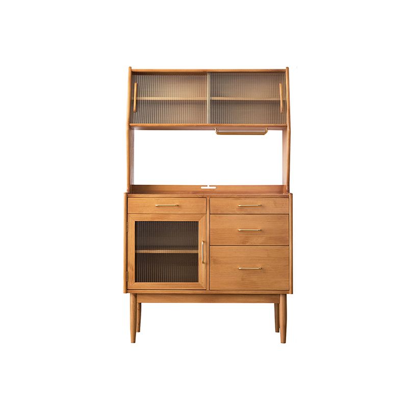 Nordic Style Pine Wood Storage Sideboard Cabinet with Glass Doors Clearhalo 'buffet_sideboard' 'Buffets & Sideboards' 'furn' 'furn_buffet_sideboard' 'Furniture' 'Kitchen & Dining Furniture' 1200x1200_8017b75a-97e7-4e43-9687-1c54a0f7ca67