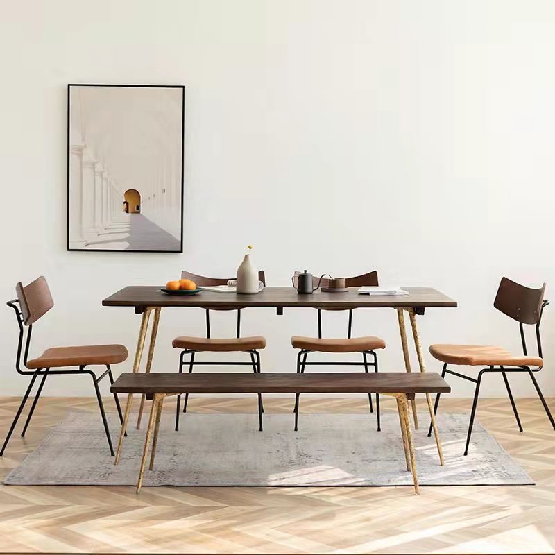 Juego de comedor industrial 1/5/6/7 PCS Mesa de comedor de madera maciza y sillas sin brazos