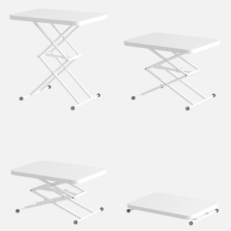 Scrivania pieghevole a forma di rettangolare con gambe metalliche in bianco