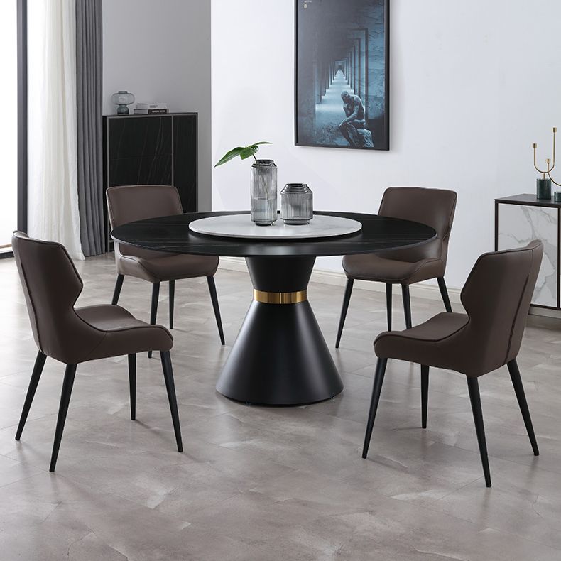 Scandinavian Style Faux Leather Dining Chair Solid Back Chair with 4 Black Finish Legs Clearhalo ' kitchen&dining_furn' 'Dining Chairs' 'Dining Tables & Seating' 'dining_chair' 'furn' 'furn_dining_chair' 'Furniture' 'furniture_dining_chair' 'Kitchen & Dining Furniture' 'kitchen' 1200x1200_8019aac4-7af5-4002-976a-ccd3caab1206