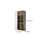 Modern Wood and Glass Wardrobe Freestanding Wardrobe with Soft Close Drawers and Doors