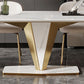 Luxurious Sintered Stone Dining Set Rectangle 1/4/5/7 Pieces Dinette Table Set in White Clearhalo 'Dining Room Sets' 'Dining Tables & Seating' 'dining_room_set' 'furn' 'furn_dining_room_set' 'Furniture' 'Kitchen & Dining Furniture' 1200x1200_801c7f21-9aa7-485c-884f-fc2f317b8353