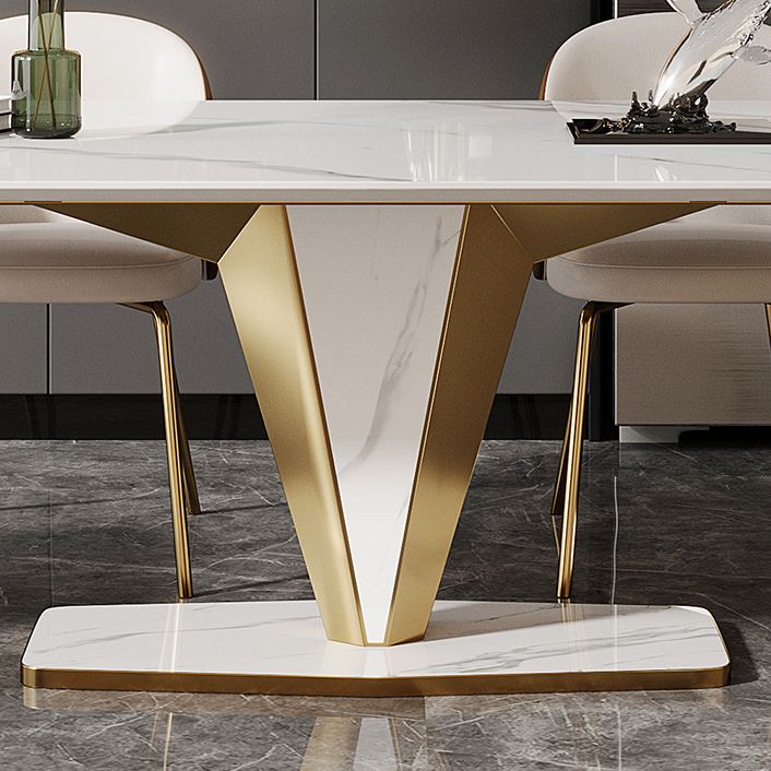 Luxurious Sintered Stone Dining Set Rectangle 1/4/5/7 Pieces Dinette Table Set in White Clearhalo 'Dining Room Sets' 'Dining Tables & Seating' 'dining_room_set' 'furn' 'furn_dining_room_set' 'Furniture' 'Kitchen & Dining Furniture' 1200x1200_801c7f21-9aa7-485c-884f-fc2f317b8353