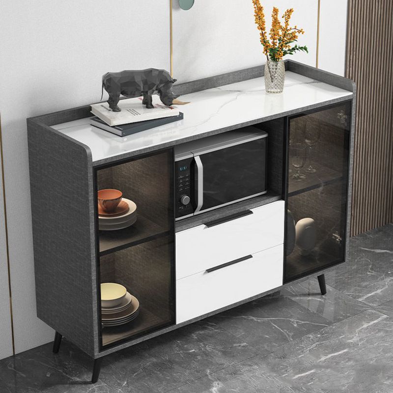 Rettangolo di archiviazione credenza mobile da cucina moderna con cassetti e porte senza lampada
