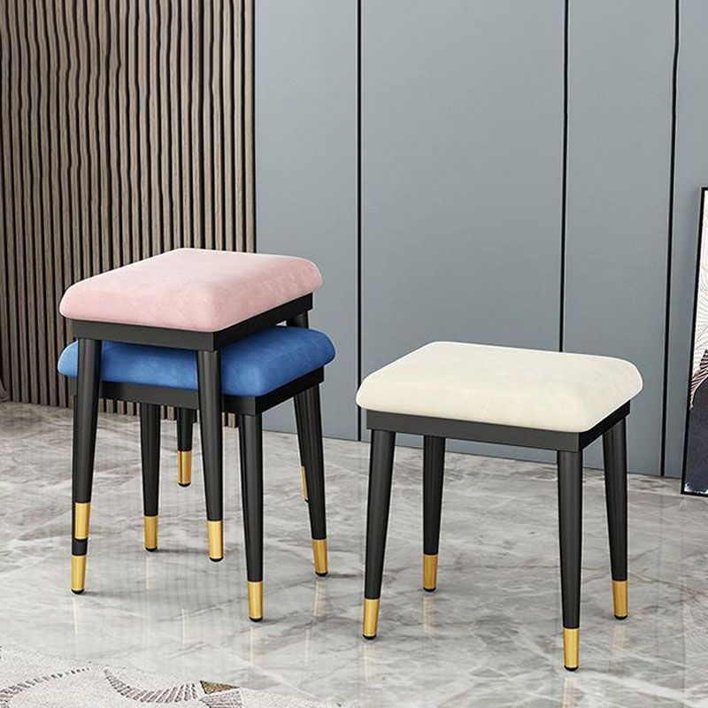 Glam Ottoman Velvet Upholstered Solid Color Square Ottoman with Metal Legs Clearhalo 'furn' 'furn_ottomans_poufs' 'Furniture' 'Living Room Furniture' 'Ottomans & Poufs' 'ottomans_poufs' 1200x1200_801f71b5-f7d4-4d4b-b758-8bd0a3072a85