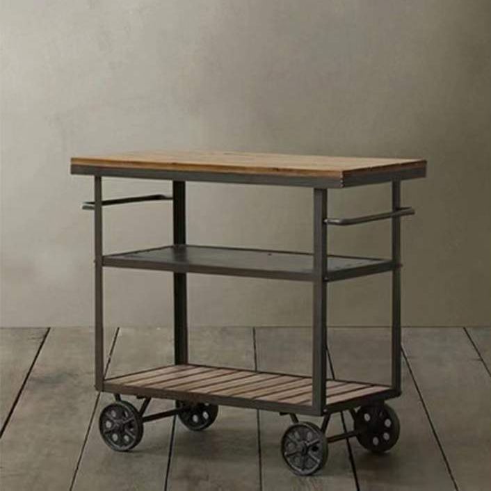 33.46" High Rolling Industrial Kitchen Trolley Wooden Kitchen Trolley for Restaurant Clearhalo 'furn' 'furn_kitchen_islands_carts' 'Furniture' 'Kitchen & Dining Furniture' 'Kitchen Islands & Carts' 'kitchen_islands_carts' 1200x1200_80233e2b-361c-4779-8047-4b496bab8c2a