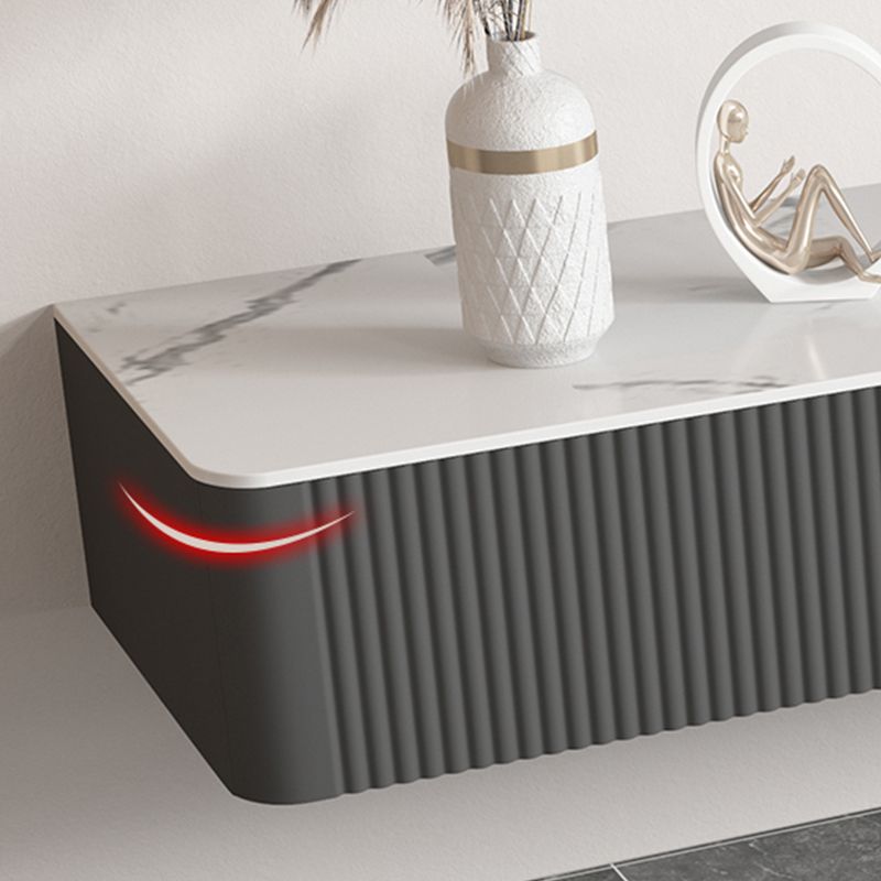 9.84 "H TV-Stand zeitgenössischer Stil mit Wand montiert graue TV-Konsole mit 2 Schubladen