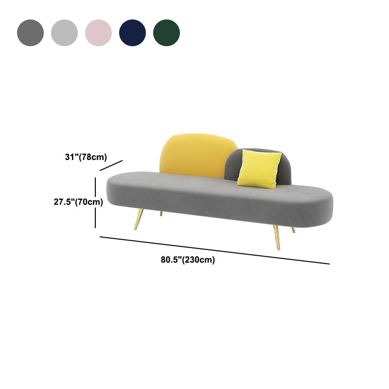Sofa sans bras moderne de 30,70 "de largeur standard en velours de large pour le salon