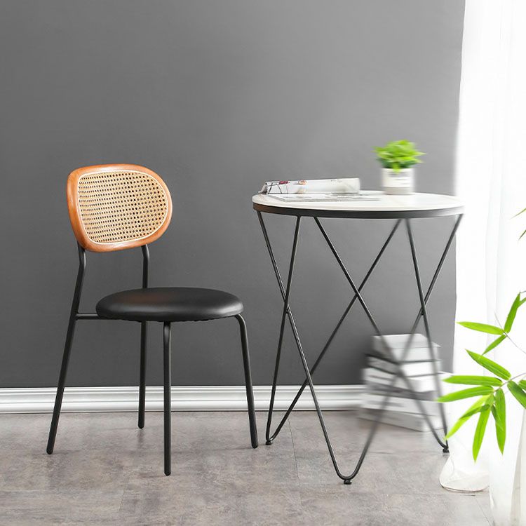 Faux Leather Armless Dining Chair Contemporary Open Back Dining Room Side Chair Clearhalo 'Dining Chairs' 'Dining Tables & Seating' 'dining_chair' 'furn' 'furn_dining_chair' 'Furniture' 'furniture_dining_chair' 'Kitchen & Dining Furniture' 1200x1200_80256e48-07a1-42c4-8921-f7cdcb365287