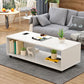 Modern Rectangle Coffee Table 15-inch Wooden Cocktail Table with Storage