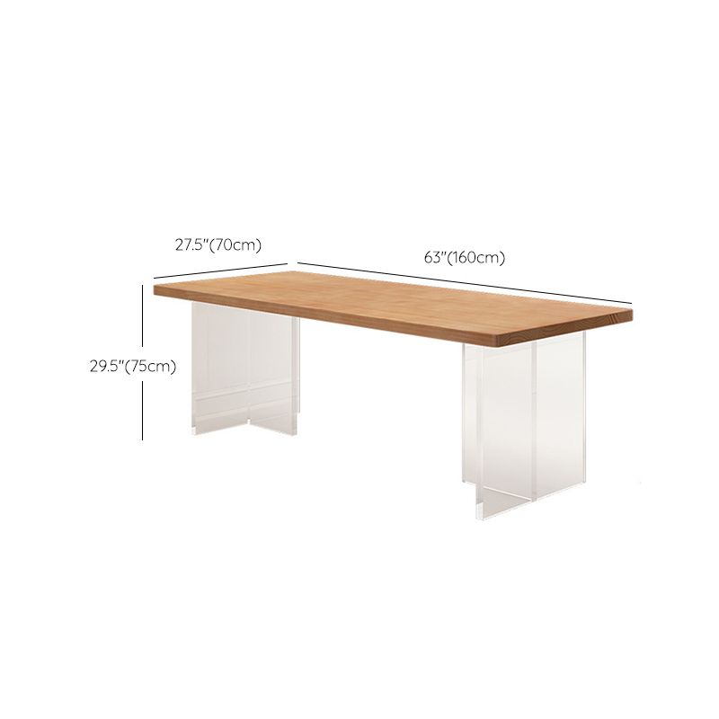 Rectangle Acrylic Base Dining Table Medieval Modern Style Wood Table for Kitchen Clearhalo 'Dining Tables & Seating' 'Dining Tables' 'dining_table' 'furn' 'furn_dining_table' 'Furniture' 'Kitchen & Dining Furniture' 1200x1200_8027fa4f-d20c-49c0-b4b6-ec28824dd266