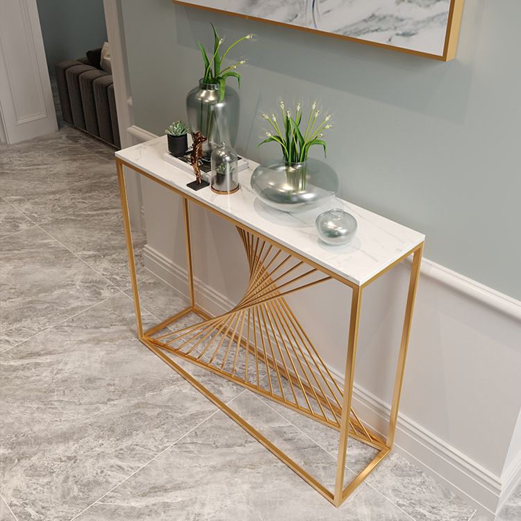Tavolo da console da 1,5 "tavolo da console a 1 scaffale tavolino resistente alle macchie in marmo per Hall