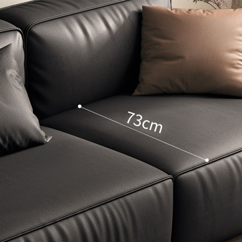 Industrial Black Genuine Leather Cushions Square Arm Living Room Settee Clearhalo 'furn' 'furn_sofas' 'Furniture' 'Living Room Furniture' 'Sofa' 'sofas' 1200x1200_8028c40e-37ee-421b-9207-a3cb18dec664