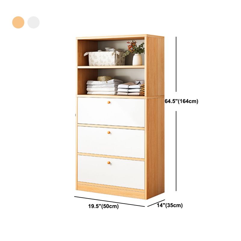 13.77" Wide Modern Wood Accent Chest with Drawers and 1 Shelf