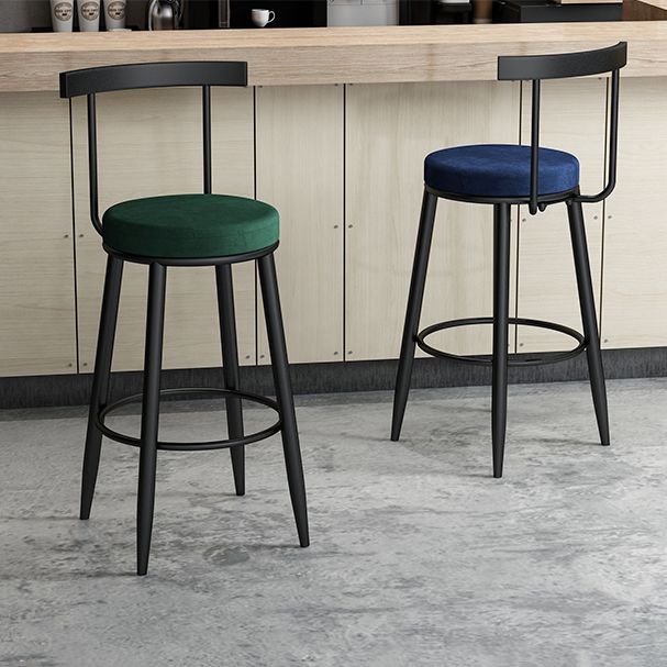 Modern Counter Round Bar Stool Armless Velvet Bar Stool with Footrest Iron Base Clearhalo 'Bar Furniture' 'Bar Stools' 'bar_stools' 'furn' 'furn_bar_stools' 'furniture_bar_stools' 'Kitchen & Dining Furniture' 'kitchen&dining_furn' 'kitchen' 'kitchen_furn' Furniture' 1200x1200_802ad6f1-18cc-408d-a7cd-196ee40895e9