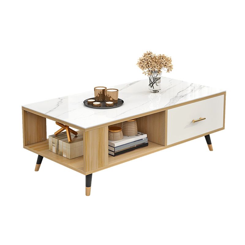 Modern Rectangular Coffee Table with Storage Wooden 4 Legs Cocktail Table Clearhalo 'Coffee & Accent Tables' 'Coffee Tables' 'coffee_tables' 'furn' 'furn_coffee_tables' 'Furniture' 'Living Room Furniture' 1200x1200_803013c8-1a7c-4fdf-b6db-cb58a0aa6dd8