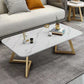 Glam Style Rectangle Slate Coffee Table 17.7"H Iron Sled Cocktail Table Clearhalo 'Coffee & Accent Tables' 'Coffee Tables' 'coffee_tables' 'furn' 'furn_coffee_tables' 'Furniture' 'Living Room Furniture' 1200x1200_8031b5fa-a2fd-44a0-8745-8fecefe5cf82