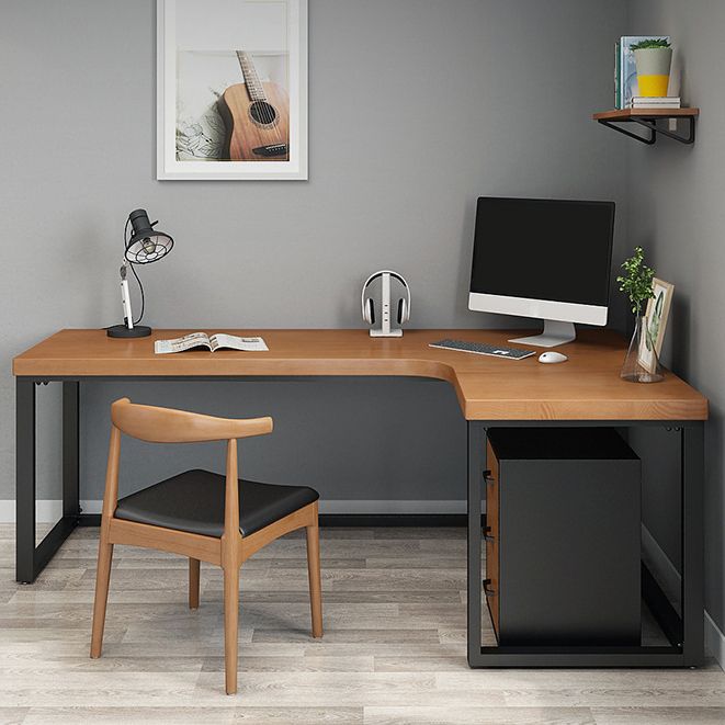 Industrial Style Writing Desk L-Shape Solid Wood Office Desk Clearhalo 'furn' 'furn_office_desk' 'Furniture' 'furniture_office_desk' 'Office Desks' 'Office Furniture' 'office_desk' 1200x1200_8031dabd-841f-40cc-b6c5-77911726d468
