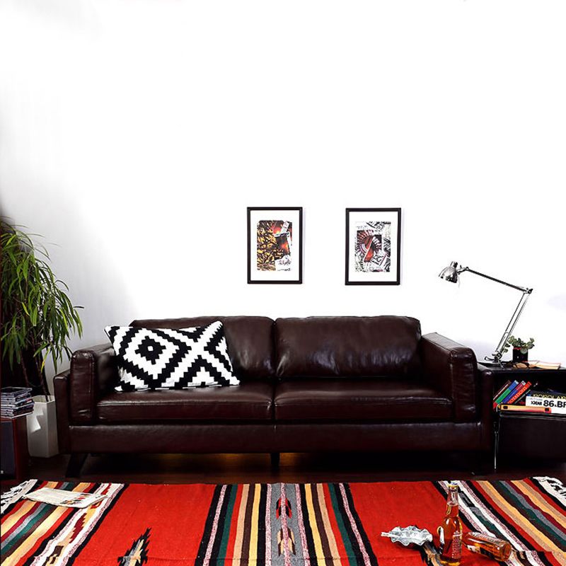 Faux Leather Sofa Modern 25.98" H Cushions Couch in Black/Brown Clearhalo 'furn' 'furn_sofas' 'Furniture' 'furniture_sofas' 'kitchen' 'kitchen_sofas' 'Living Room Furniture' 'Sofa' 'sofas' 1200x1200_8031edd5-a8eb-45a2-bf50-7f78cbae1852