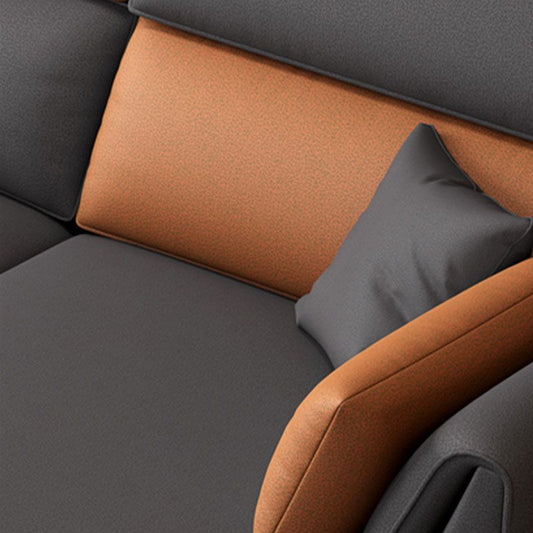 Modern Standard Seating Stain Resistant Sofa Faux Leather in Dark Gray