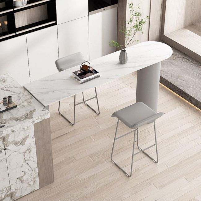 Modern Iron Bar Dining Table with Stone Top Indoor Bistro Table Fixed Table Clearhalo 'Bar Furniture' 'Bar Tables' 'bar_tables' 'furn' 'furn_bar_tables' 'Furniture' 'furniture_bar_tables' 'Kitchen & Dining Furniture' 1200x1200_8034e660-a76a-48b6-b949-2fc31382db21