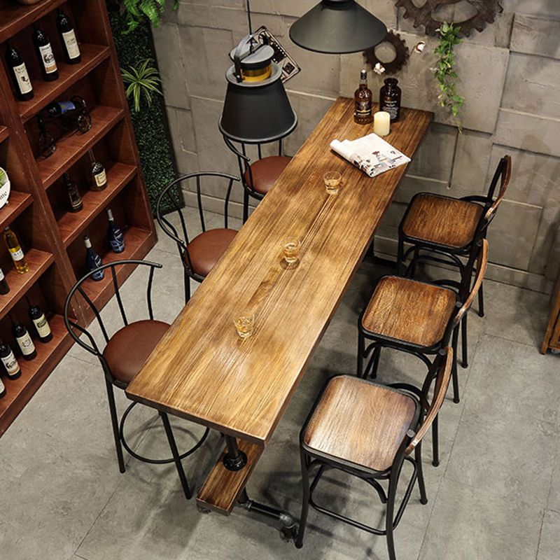 Wood Top Bar-height Table Black and Metal Legs Bar Table for Living Room Clearhalo 'Bar Furniture' 'Bar Tables' 'bar_tables' 'furn' 'furn_bar_tables' 'Furniture' 'Kitchen & Dining Furniture' 1200x1200_80355e7d-8454-44b5-b949-6206769d8c9d