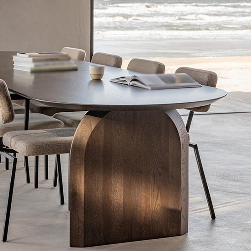 Modern Solid Wood Top Oval Dinette Table Wood Base Dining Table Clearhalo 'Dining Tables & Seating' 'Dining Tables' 'dining_table' 'furn' 'furn_dining_table' 'Furniture' 'furniture_dining_table' 'Kitchen & Dining Furniture' 'kitchen' 'kitchen_dining_table' 1200x1200_80356f3c-5d71-4275-9973-593841548e0d