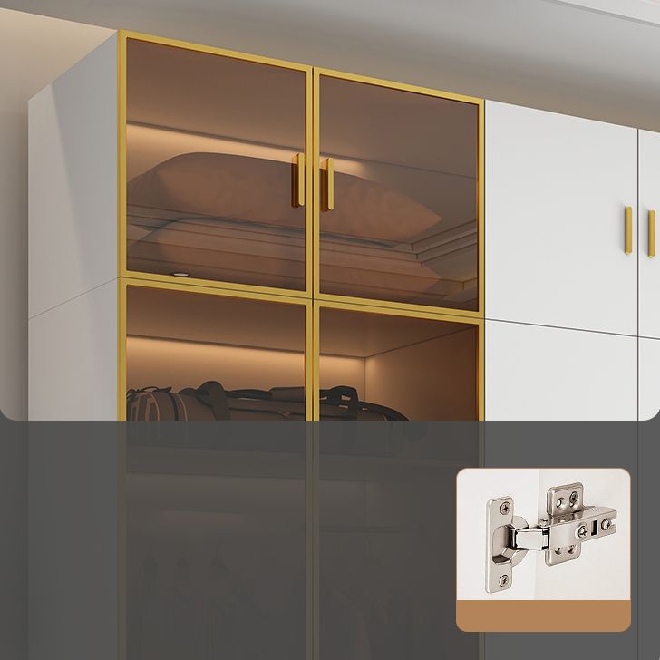 Modern Freestanding Wardrobe Wood Frame Wardrobe with Tempered Glass Doors
