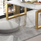 Glam Style Gold Iron Sled Base Coffee Table Rectangle Slate Table