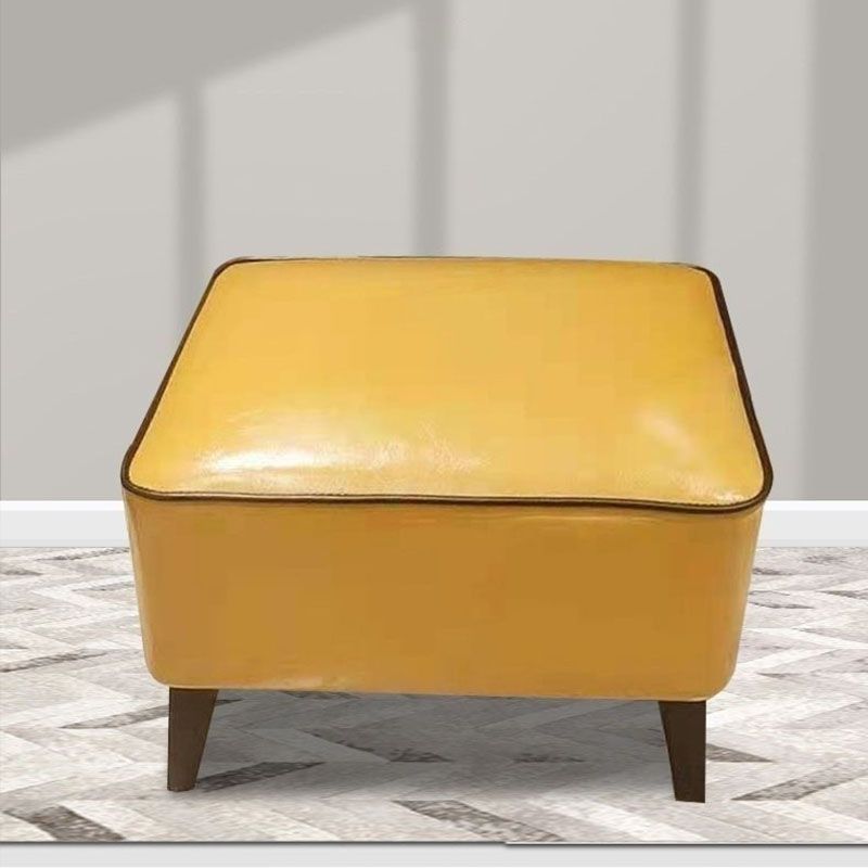 Mid Century Modern Pouf Ottoman Faux Leather Rectangle Ottoman with Chair Legs Clearhalo 'furn' 'furn_ottomans_poufs' 'Furniture' 'Living Room Furniture' 'Ottomans & Poufs' 'ottomans_poufs' 1200x1200_803a1840-c020-4209-9a10-2b27fb8d6e08