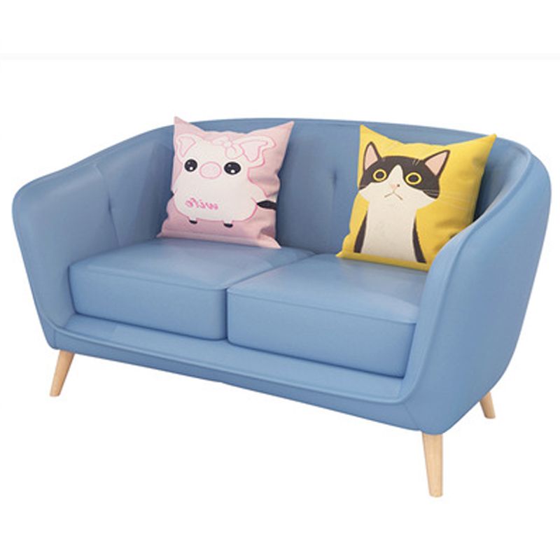 Modern Faux Leather Tufted Back Curved Loveseat Sofa with 1/2 seat Clearhalo 'furn' 'furn_sofas' 'Furniture' 'furniture_sofas' 'kitchen' 'kitchen_sofas' 'Living Room Furniture' 'Sofa' 'sofas' 1200x1200_803c277a-7893-43f9-a3a2-1f7496279ec5