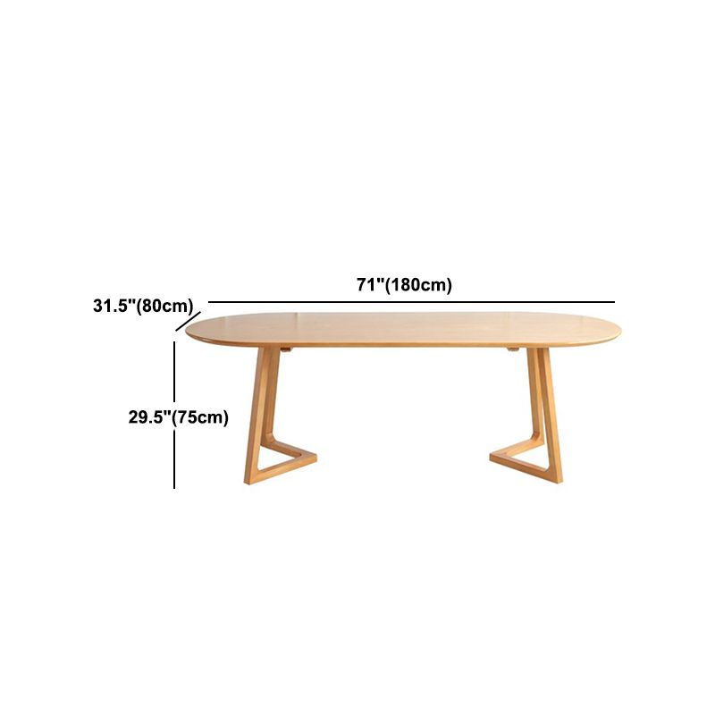 Simple Style Oval Wood Table Sled Solid Wood Base Home Table Clearhalo 'Dining Tables & Seating' 'Dining Tables' 'dining_table' 'furn' 'furn_dining_table' 'Furniture' 'Kitchen & Dining Furniture' 1200x1200_803cf161-cf99-45fe-8673-ff2eac0c3189
