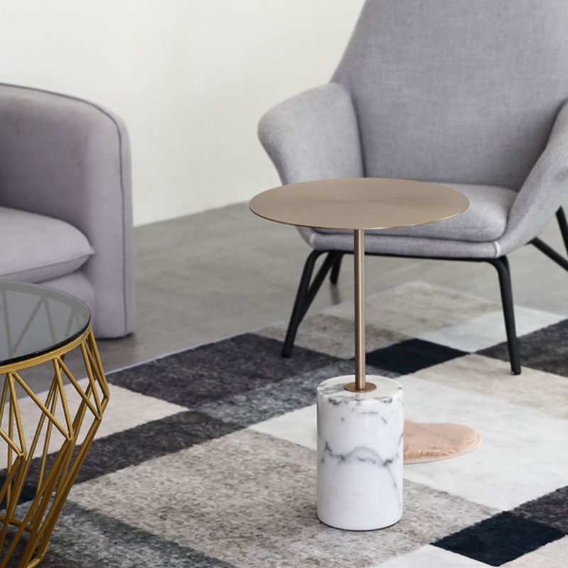 Iron and Marble End Table 11.8" Tall Mid-Century Round Drum Side Table Clearhalo 'Coffee & Accent Tables' 'End & Side Tables' 'end_side_table' 'end_side_tables' 'furn' 'furn_end_side_tables' 'Furniture' 'furniture_end_side_table' 'Living Room Furniture' 1200x1200_803d1c1d-61ee-4c47-8cf2-0f596a0e7dcd
