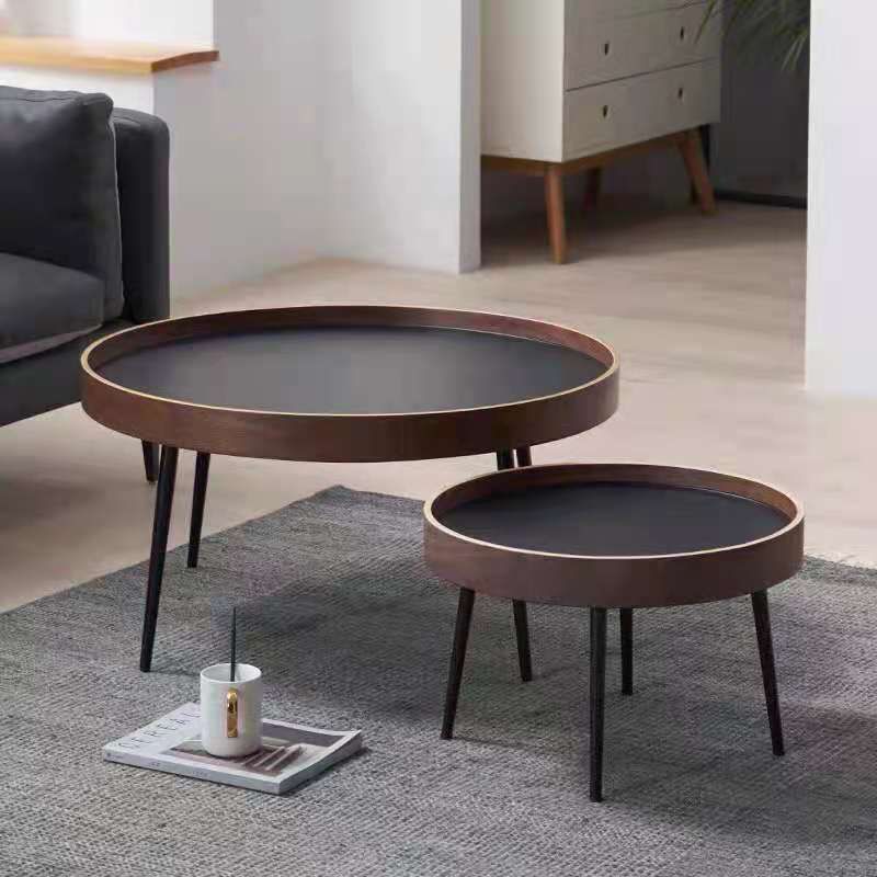 Round Brown/Black Wood Coffee Table 3 Legs Base 2 Nestling Cocktail Table Clearhalo 'Coffee & Accent Tables' 'Coffee Tables' 'coffee_tables' 'furn' 'furn_coffee_tables' 'Furniture' 'furniture_coffee_tables' 'Living Room Furniture' 1200x1200_8040ca97-9293-4b5a-8ed6-fe29ca42cbd8