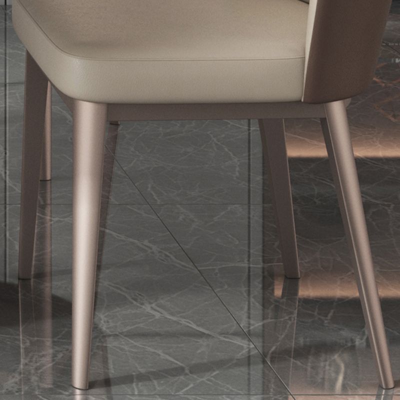 Eigentijdse metalen eetkamer stoel armloze faux lederen zijstoelen