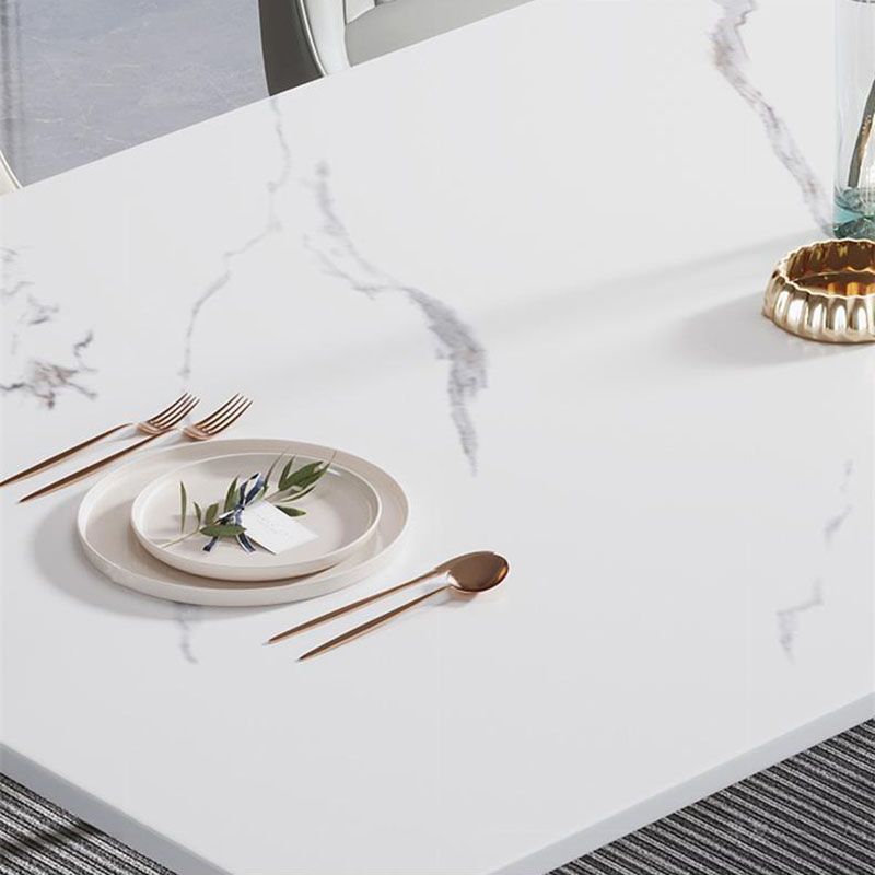 Mesa industrial rectangular de piedra Mesa de comedor de altura estándar con 4 patas