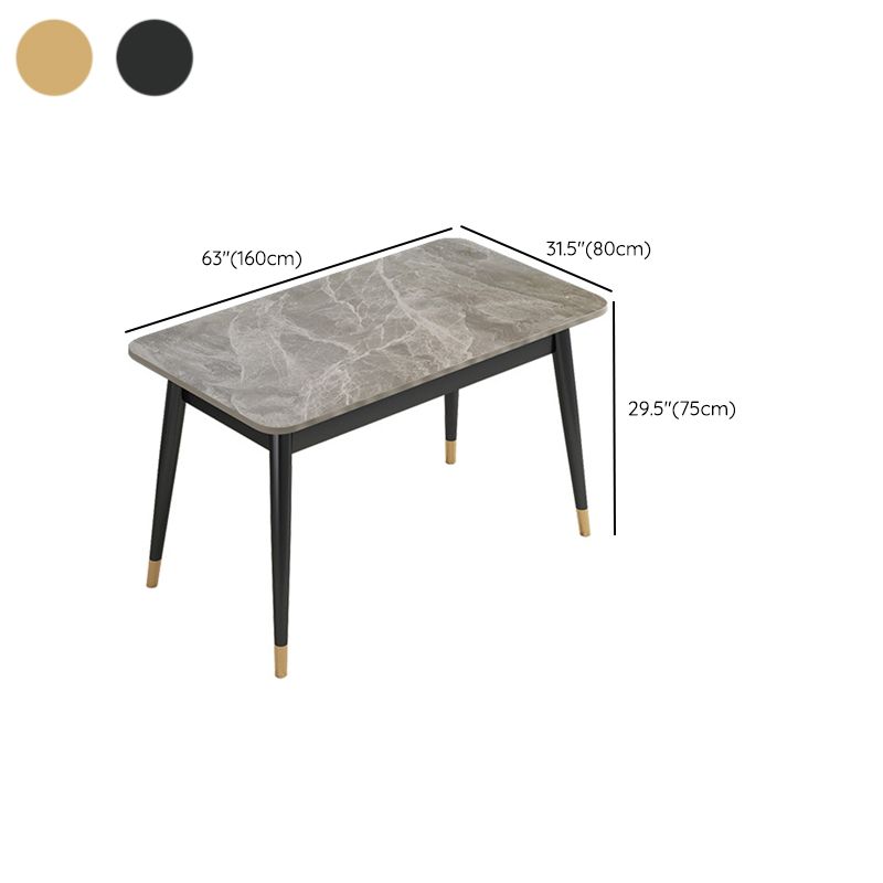 Mesa de comedor rectangular de 4 patas, mesa de piedra moderna para cocina