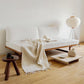 31.49" High Linen Sofa White Armless Sofa with Cushions for Living Room