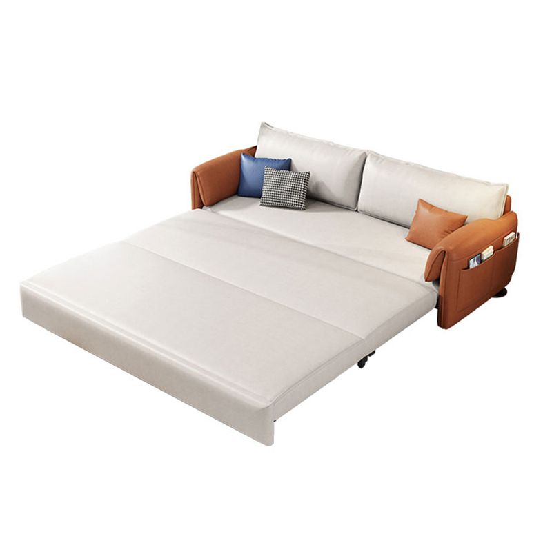 Pillow Top Arm Contemporary Convertible Couch Bed with 2 Pillows