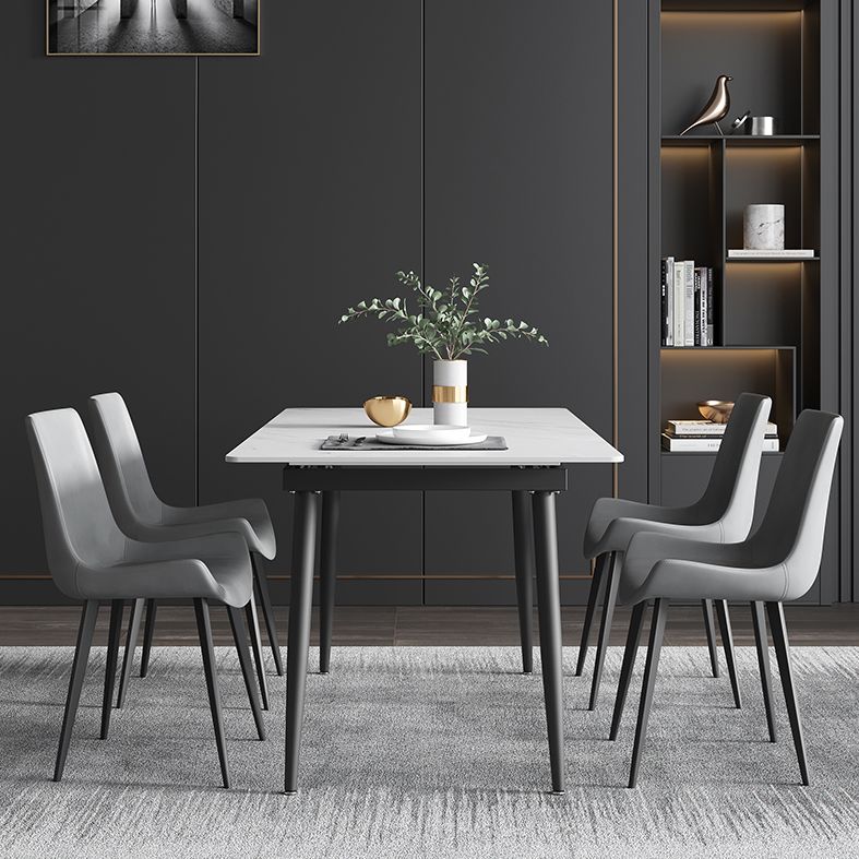 63''L Industrial Sintered Stone Table Extendable Rectangle Dining Table for Kitchen Clearhalo ' dining_table' 'Dining Tables & Seating' 'Dining Tables' 'furn' 'furn_dining_table' 'Furniture' 'furniture_dining_table' 'Kitchen & Dining Furniture' 'kitchen&dining_furn' 'kitchen' 'kitchen_dining_table' 1200x1200_804d19eb-ad67-4bd2-867c-87038a8c6a4a