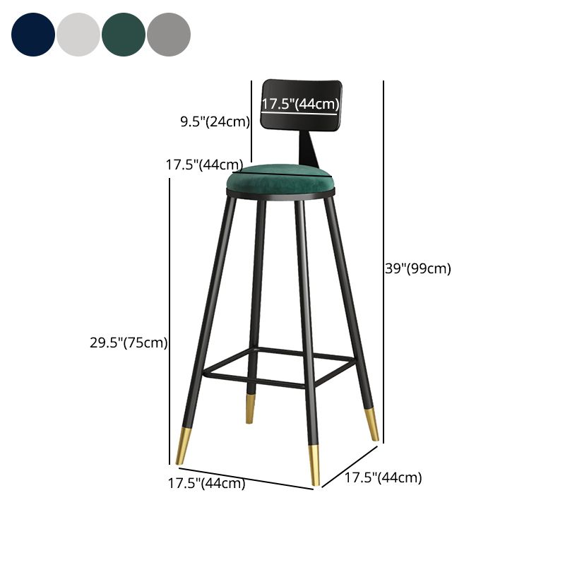 Nordic Iron Low Back Barstool Simple Indoor Tall Stool with Round Upholstered Clearhalo 'Bar Furniture' 'Bar Stools' 'bar_stools' 'furn' 'furn_bar_stools' 'furniture_bar_stools' 'Kitchen & Dining Furniture' 'kitchen&dining_furn' 'kitchen' 'kitchen_furn' Furniture' 1200x1200_804d3a94-c4d5-44a8-af6a-102157029cad
