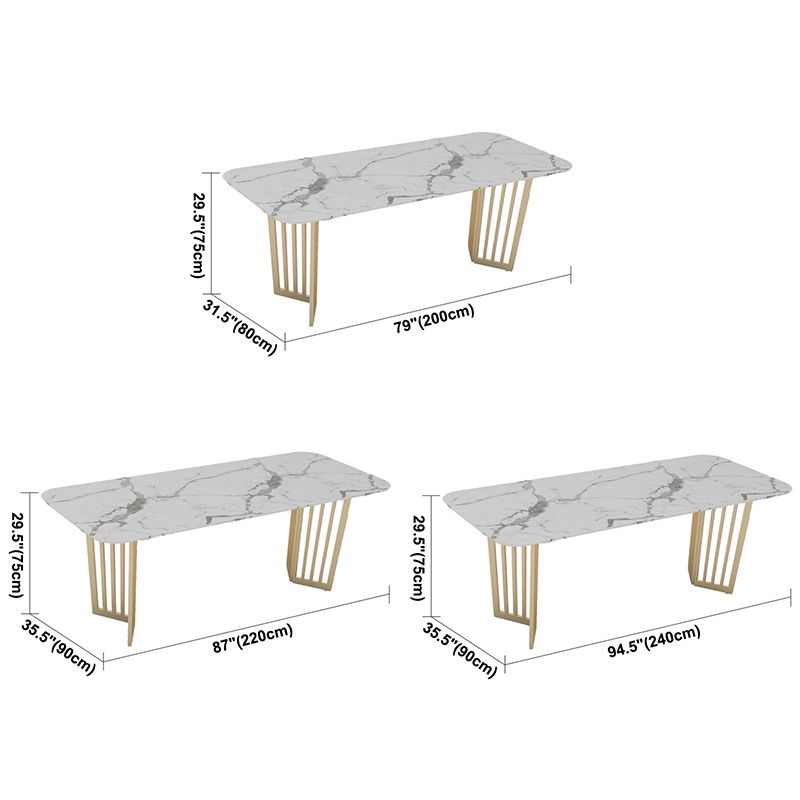 Rectangle Sintered Stone White Dining Table Glam Double Pedestal Table for Dining Room Clearhalo ' dining_table' 'Dining Tables & Seating' 'Dining Tables' 'furn' 'furn_dining_table' 'Furniture' 'furniture_dining_table' 'Kitchen & Dining Furniture' 'kitchen&dining_furn' 'kitchen' 'kitchen_dining_table' 1200x1200_804e406c-00fa-4ff8-95e9-29ee4833186d